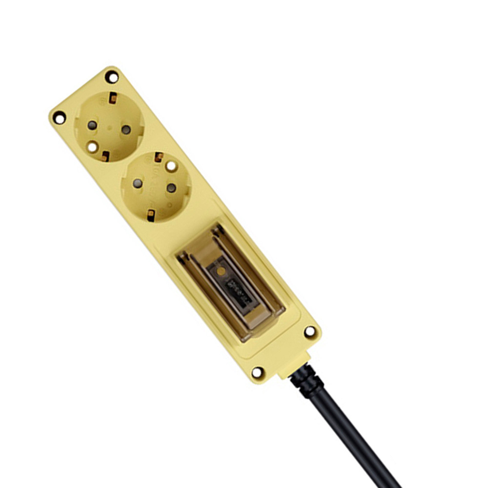 현대일렉트릭 멀티탭 오브제 고용량 누전차단 멀티코드 콘센트 2구 3M (옐로우)