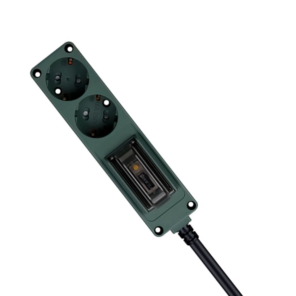 현대일렉트릭 멀티탭 오브제 고용량 누전차단 멀티코드 콘센트 2구 3M (카키)