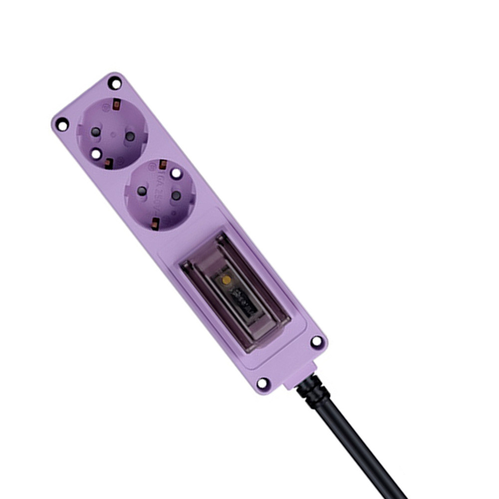 현대일렉트릭 멀티탭 오브제 고용량 누전차단 멀티코드 콘센트 2구 3M (퍼플)