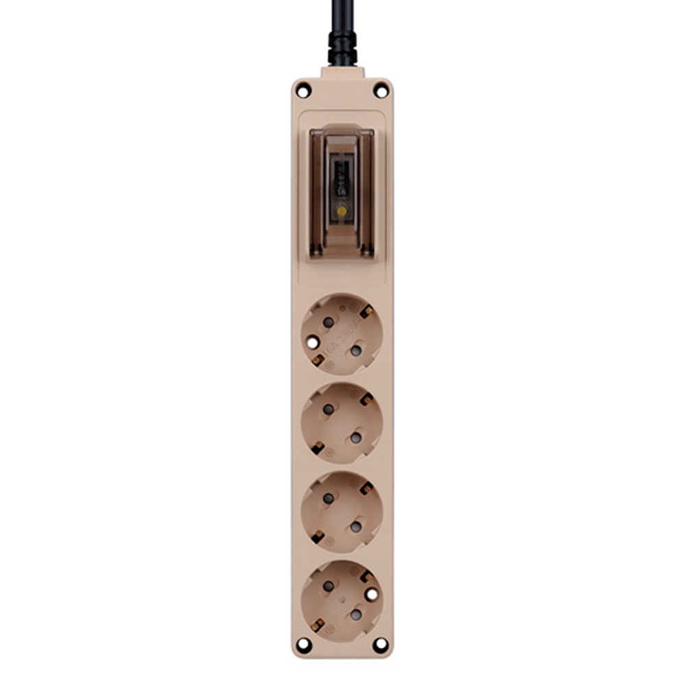 현대일렉트릭 멀티탭 오브제 고용량 누전차단 멀티코드 콘센트 4구 1.5M (베이지)