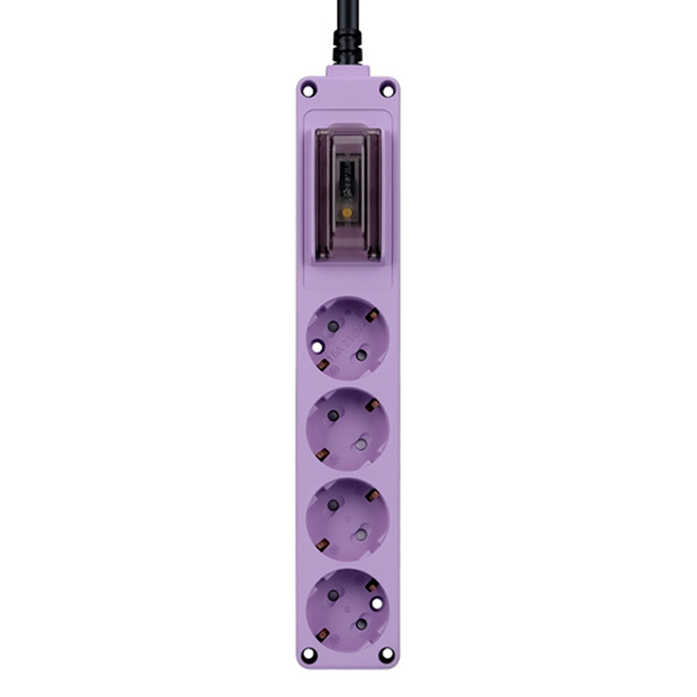 현대일렉트릭 멀티탭 오브제 고용량 누전차단 멀티코드 콘센트 4구 1.5M (퍼플)