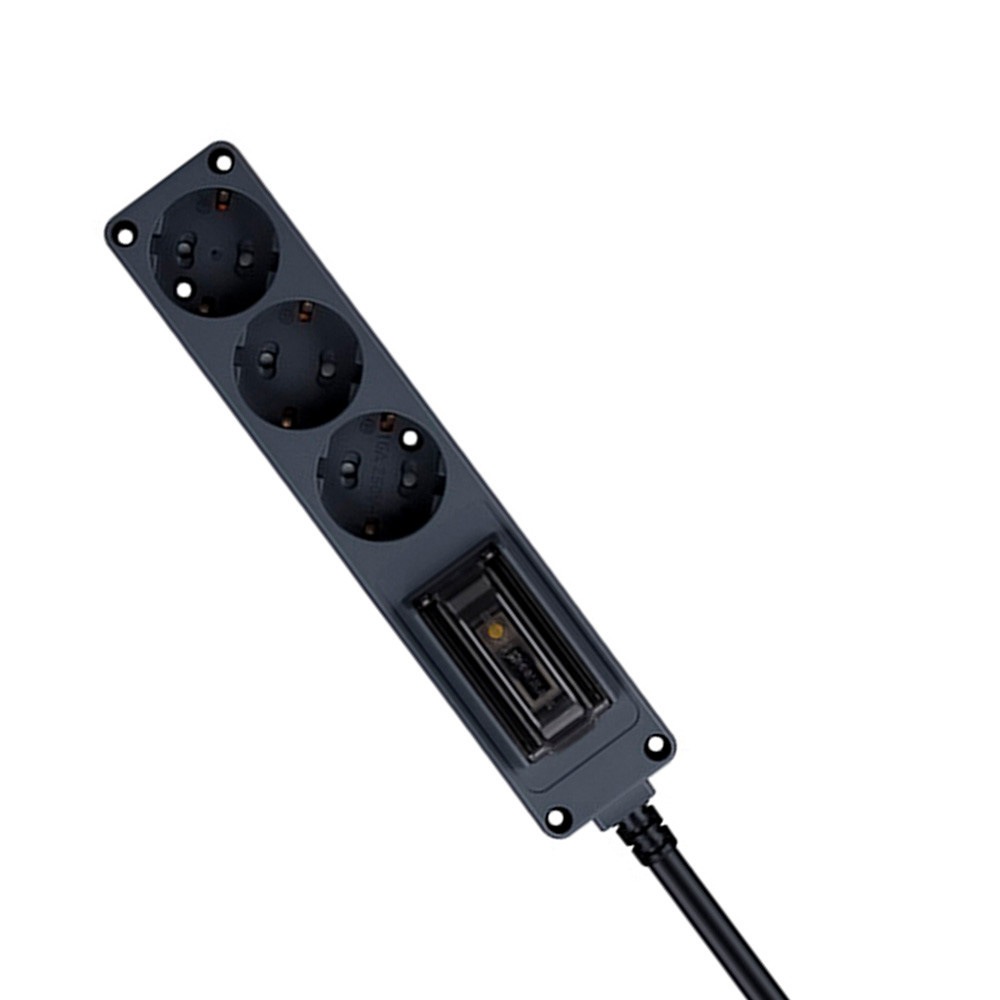 현대일렉트릭 멀티탭 오브제 고용량 누전차단 멀티코드 콘센트 3구 3M (다크그레이)