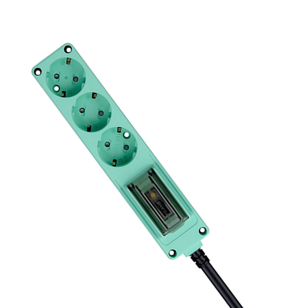 현대일렉트릭 멀티탭 오브제 고용량 누전차단 멀티코드 콘센트 3구 3M (민트)