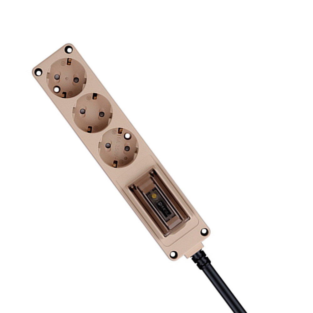 현대일렉트릭 멀티탭 오브제 고용량 누전차단 멀티코드 콘센트 3구 3M (베이지)