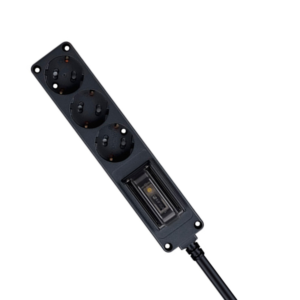 현대일렉트릭 멀티탭 오브제 고용량 누전차단 멀티코드 콘센트 3구 3M (블랙)