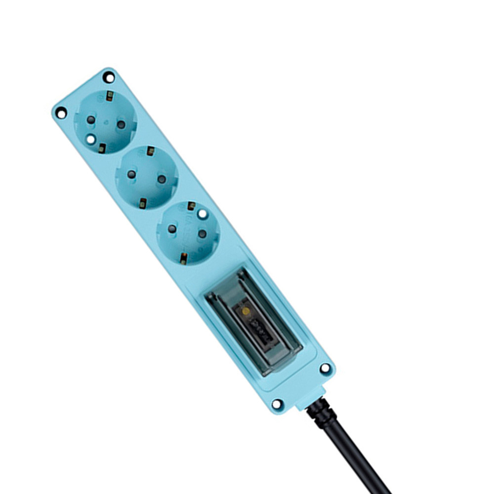 현대일렉트릭 멀티탭 오브제 고용량 누전차단 멀티코드 콘센트 3구 3M (스카이블루)