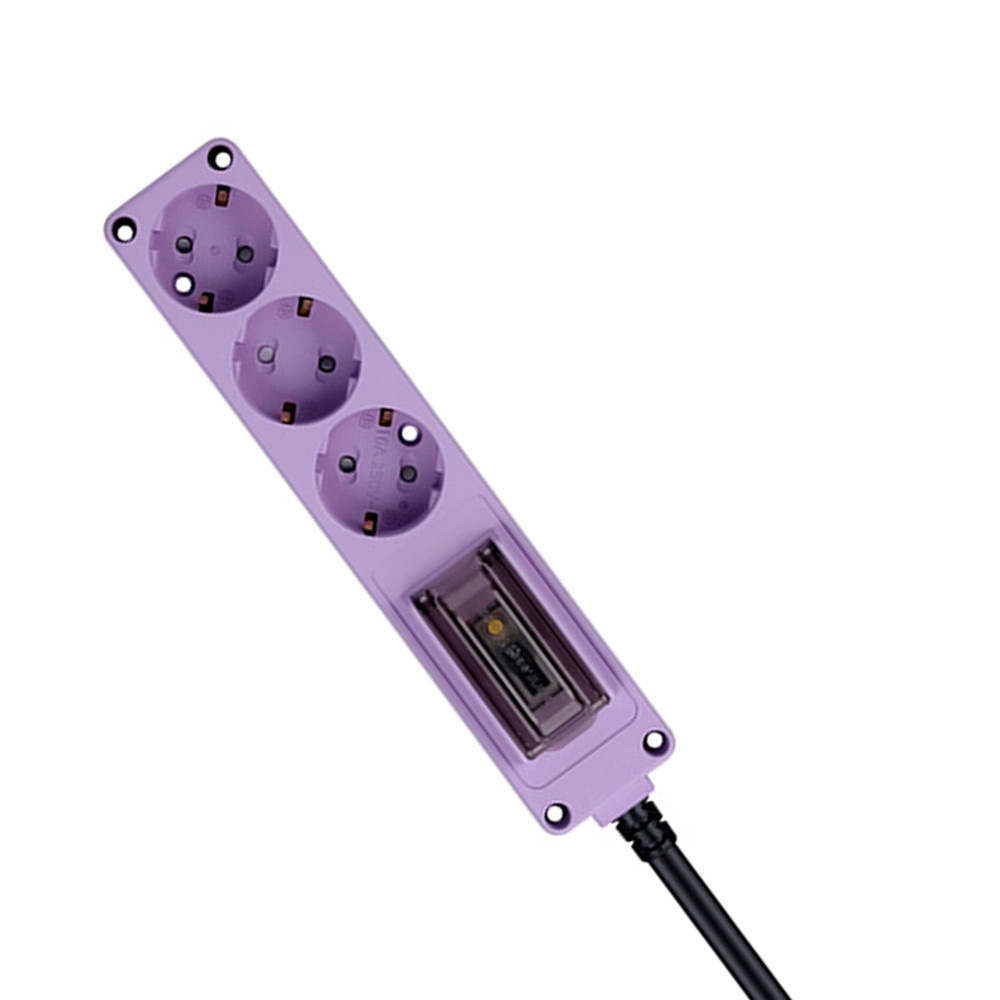 현대일렉트릭 멀티탭 오브제 고용량 누전차단 멀티코드 콘센트 3구 3M (퍼플)