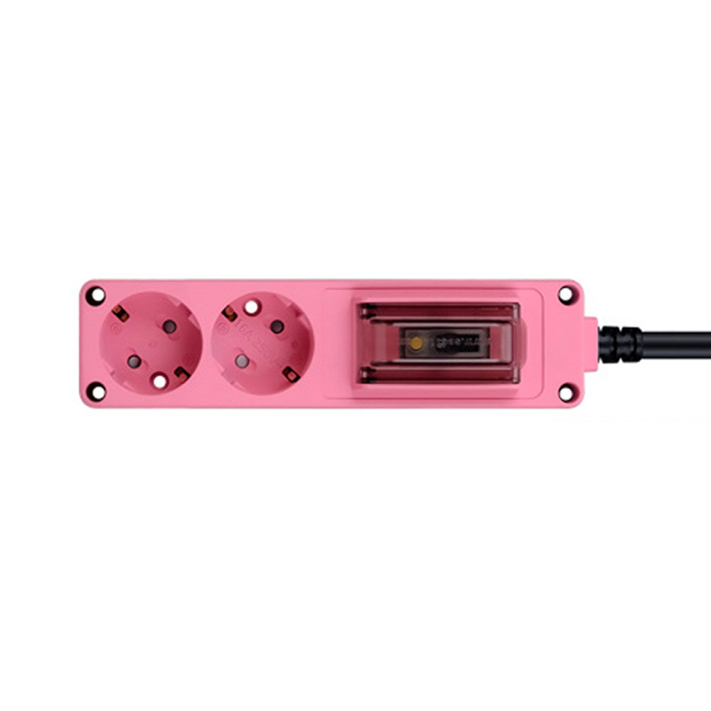 현대일렉트릭 멀티탭 오브제 고용량 누전차단 멀티코드 콘센트 2구 5M (핑크)