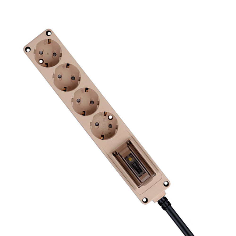 현대일렉트릭 멀티탭 오브제 고용량 누전차단 멀티코드 콘센트 4구 3M (베이지)