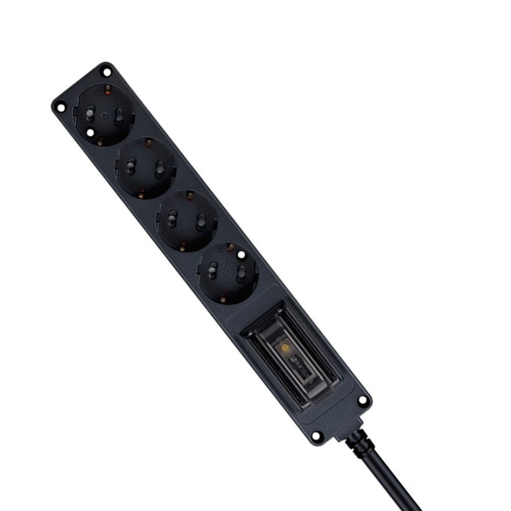 현대일렉트릭 멀티탭 오브제 고용량 누전차단 멀티코드 콘센트 4구 3M (블랙)