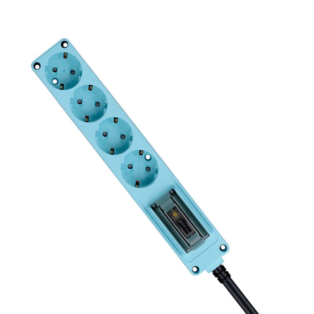 현대일렉트릭 멀티탭 오브제 고용량 누전차단 멀티코드 콘센트 4구 3M (스카이블루)