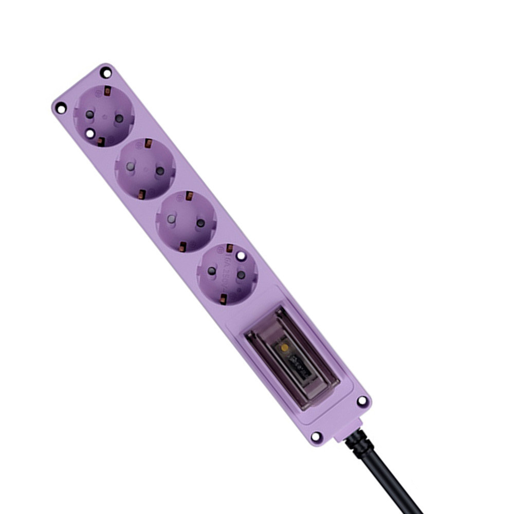 현대일렉트릭 멀티탭 오브제 고용량 누전차단 멀티코드 콘센트 4구 3M (퍼플)