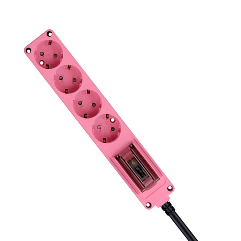 현대일렉트릭 멀티탭 오브제 고용량 누전차단 멀티코드 콘센트 4구 3M (핑크)