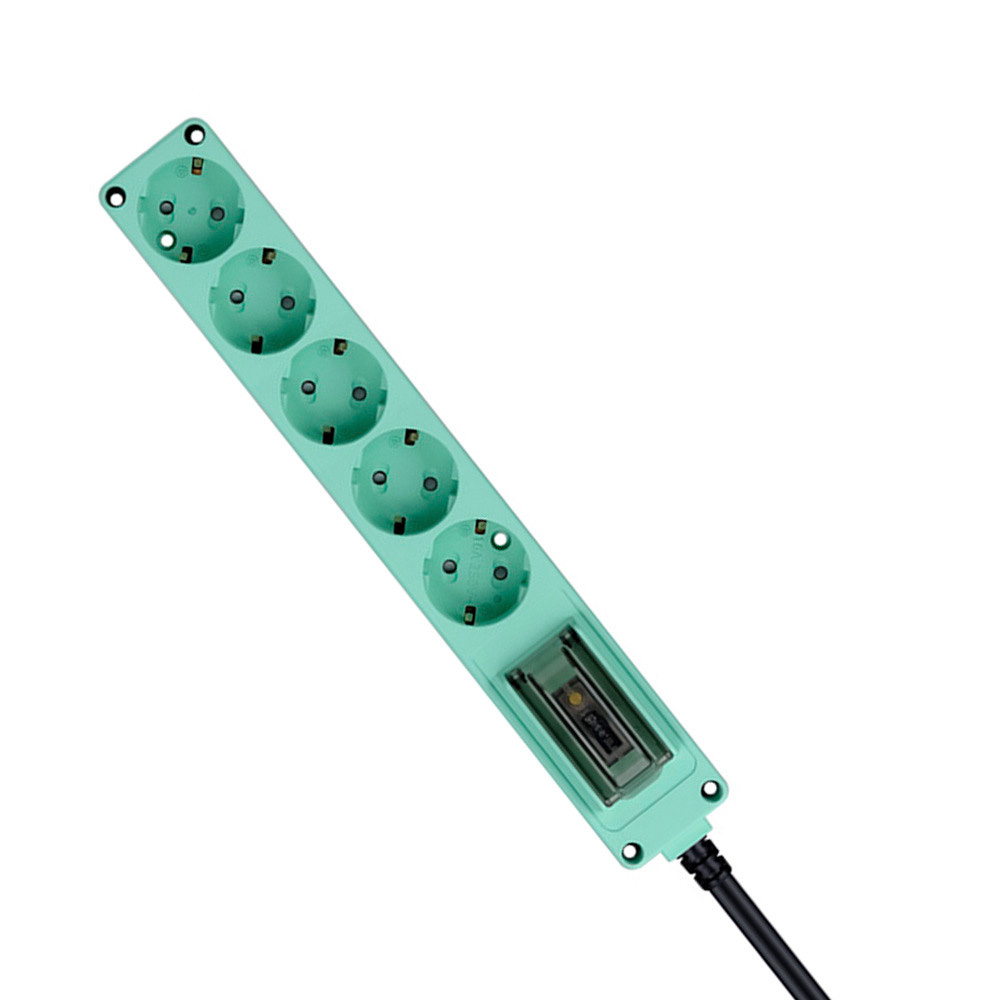 현대일렉트릭 멀티탭 오브제 고용량 누전차단 멀티코드 콘센트 5구 3M (민트)