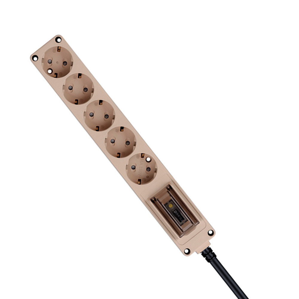 현대일렉트릭 멀티탭 오브제 고용량 누전차단 멀티코드 콘센트 5구 3M (베이지)