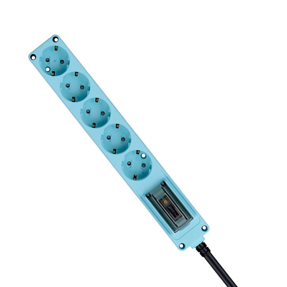 현대일렉트릭 멀티탭 오브제 고용량 누전차단 멀티코드 콘센트 5구 3M (스카이블루)