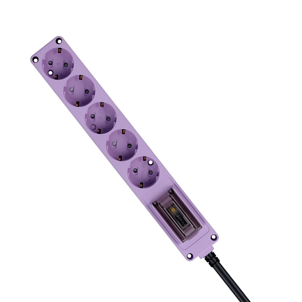 현대일렉트릭 멀티탭 오브제 고용량 누전차단 멀티코드 콘센트 5구 3M (퍼플)