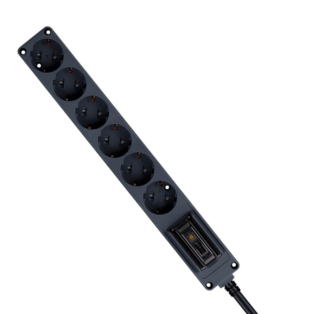 현대일렉트릭 멀티탭 오브제 고용량 누전차단 멀티코드 콘센트 6구 3M (다크그레이)