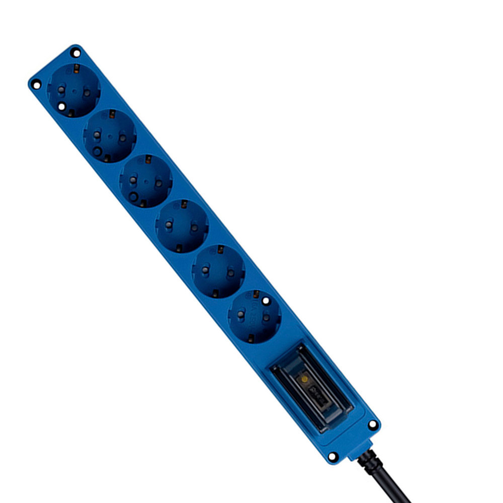 현대일렉트릭 멀티탭 오브제 고용량 누전차단 멀티코드 콘센트 6구 3M (블루)