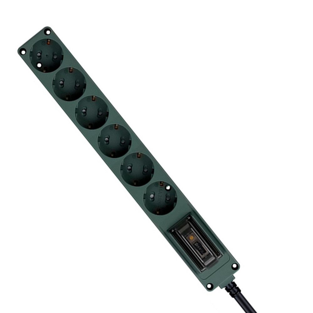 현대일렉트릭 멀티탭 오브제 고용량 누전차단 멀티코드 콘센트 6구 3M (카키)