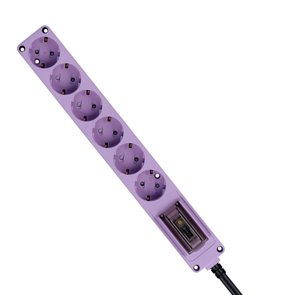 현대일렉트릭 멀티탭 오브제 고용량 누전차단 멀티코드 콘센트 6구 3M (퍼플)