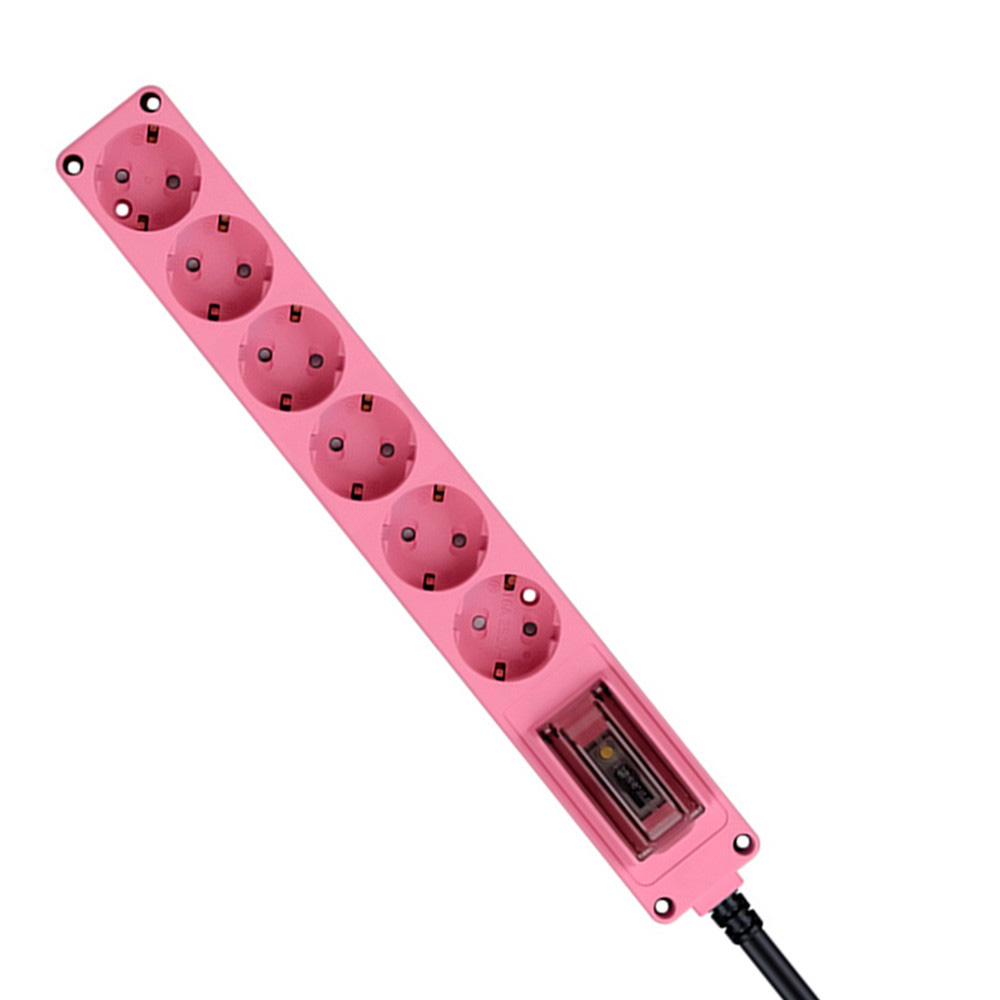 현대일렉트릭 멀티탭 오브제 고용량 누전차단 멀티코드 콘센트 6구 3M (핑크)