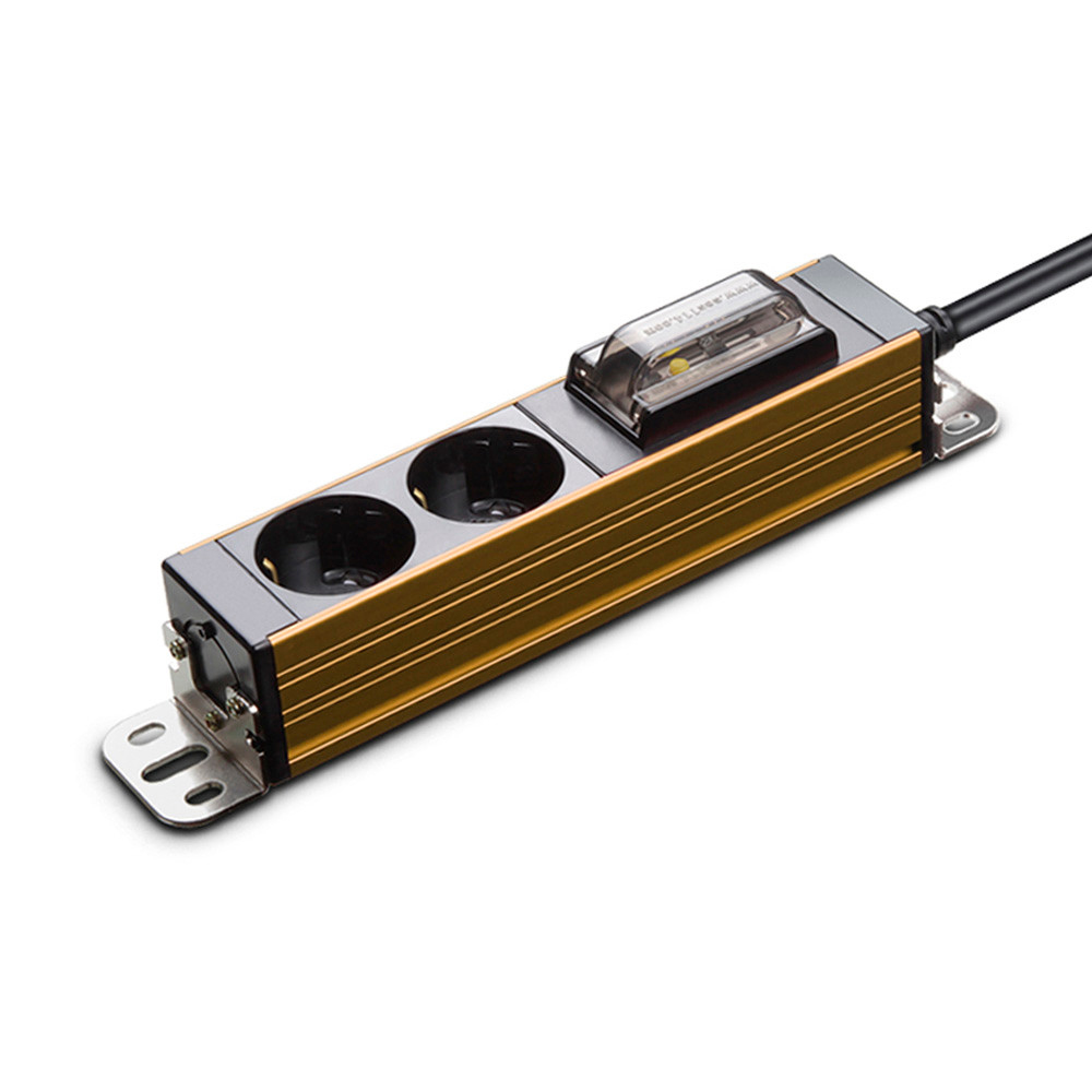 현대일렉트릭 멀티탭 서버탭 알루미늄 고용량 누전차단 멀티코드 콘센트 2구 1.5M (골드)