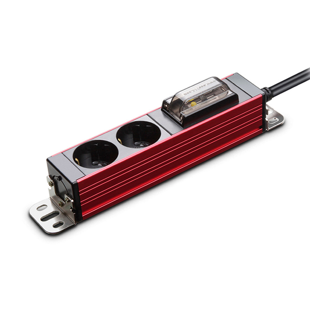 현대일렉트릭 멀티탭 서버탭 알루미늄 고용량 누전차단 멀티코드 콘센트 2구 1.5M (레드)