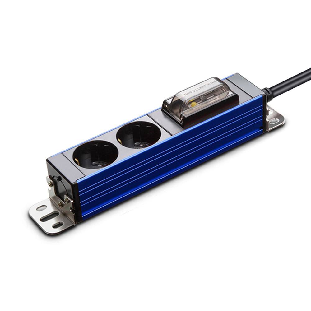 현대일렉트릭 멀티탭 서버탭 알루미늄 고용량 누전차단 멀티코드 콘센트 2구 1.5M (블루)