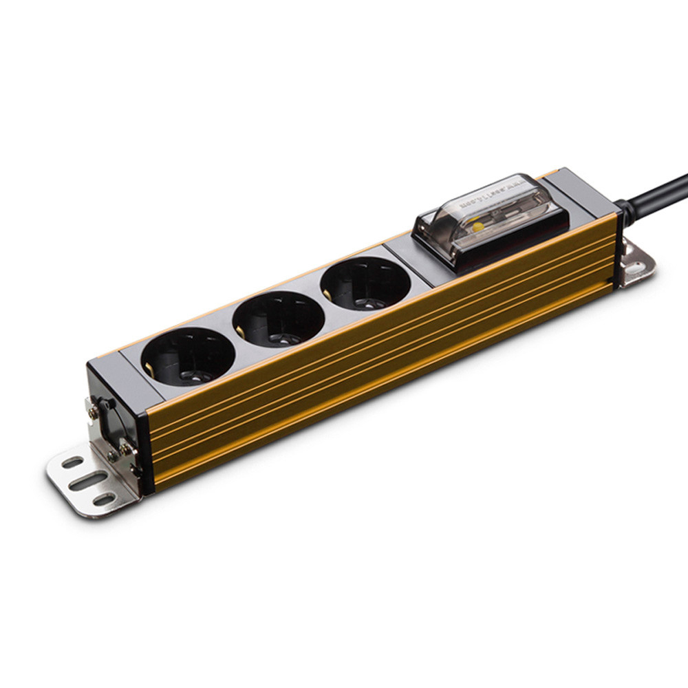 현대일렉트릭 멀티탭 서버탭 알루미늄 고용량 누전차단 멀티코드 콘센트 3구 1.5M (골드)