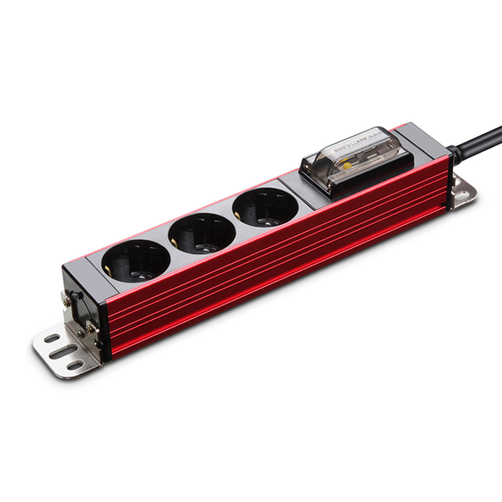 현대일렉트릭 멀티탭 서버탭 알루미늄 고용량 누전차단 멀티코드 콘센트 3구 1.5M (레드)