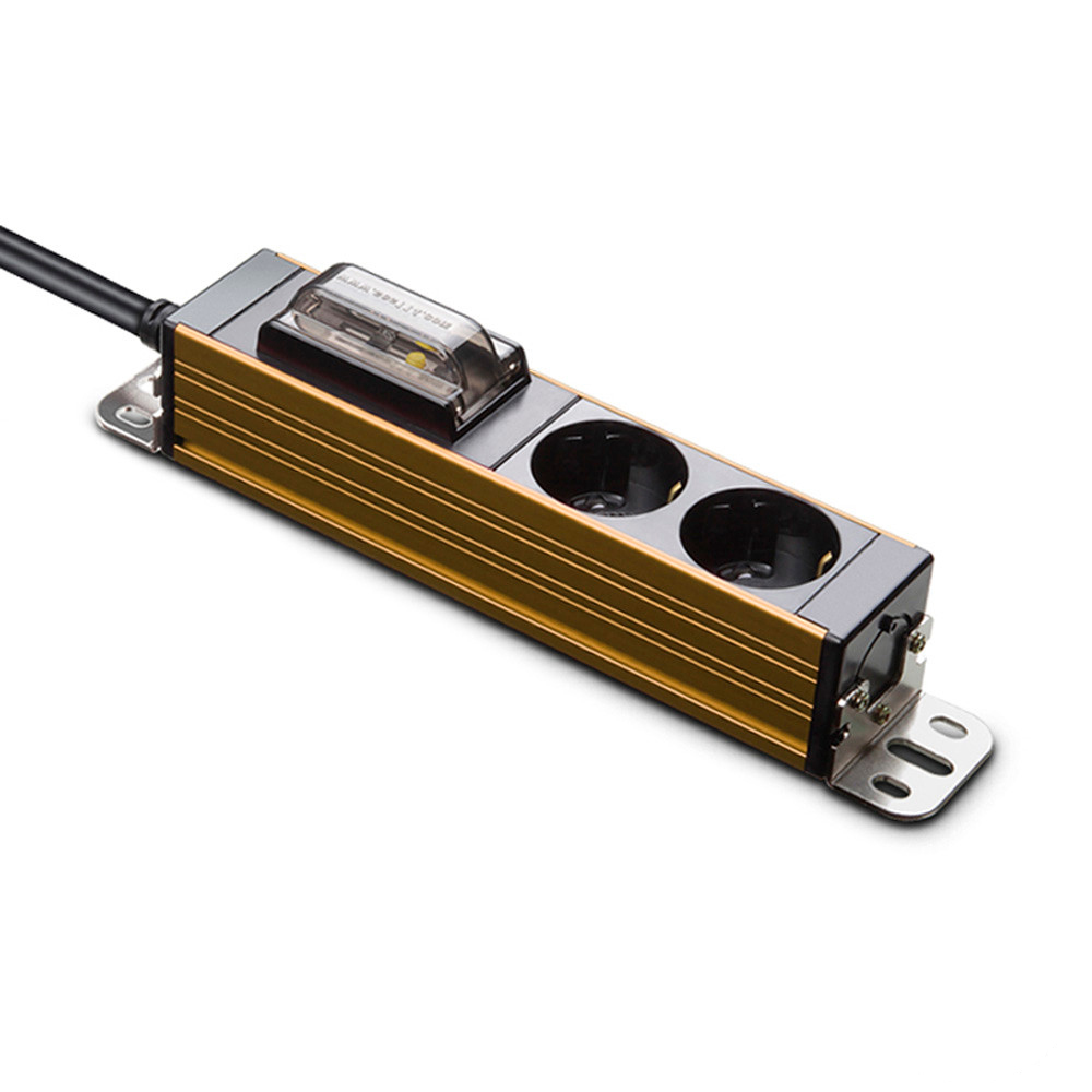 현대일렉트릭 멀티탭 서버탭 알루미늄 고용량 누전차단 멀티코드 콘센트 2구 3M (골드)