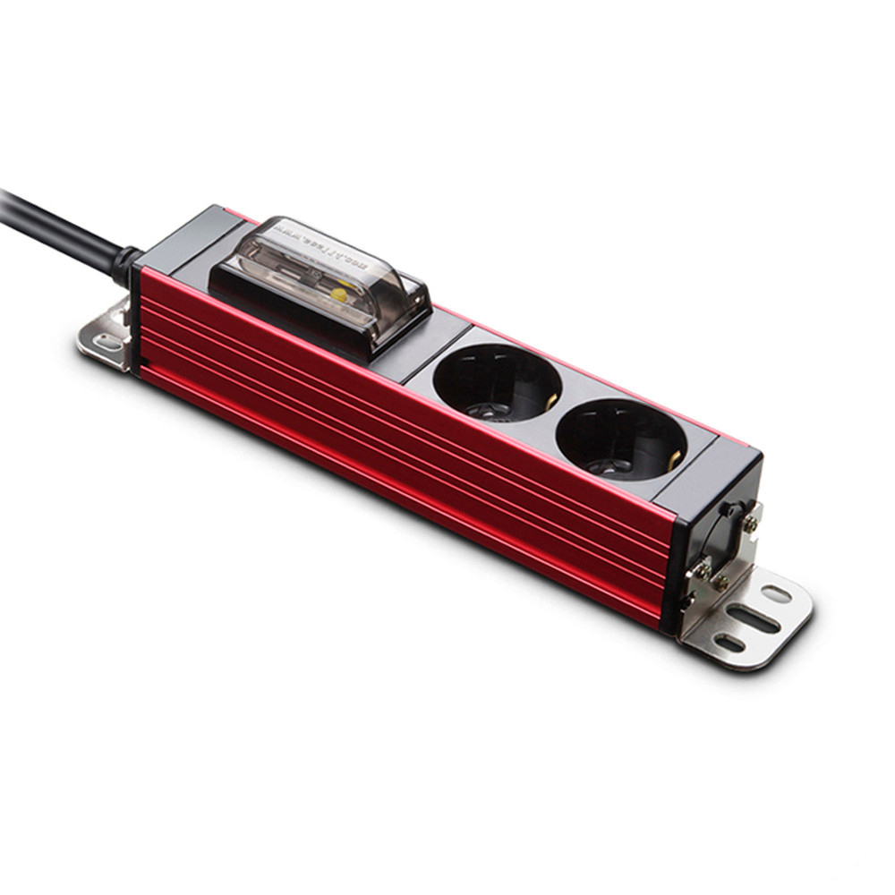 현대일렉트릭 멀티탭 서버탭 알루미늄 고용량 누전차단 멀티코드 콘센트 2구 3M (레드)