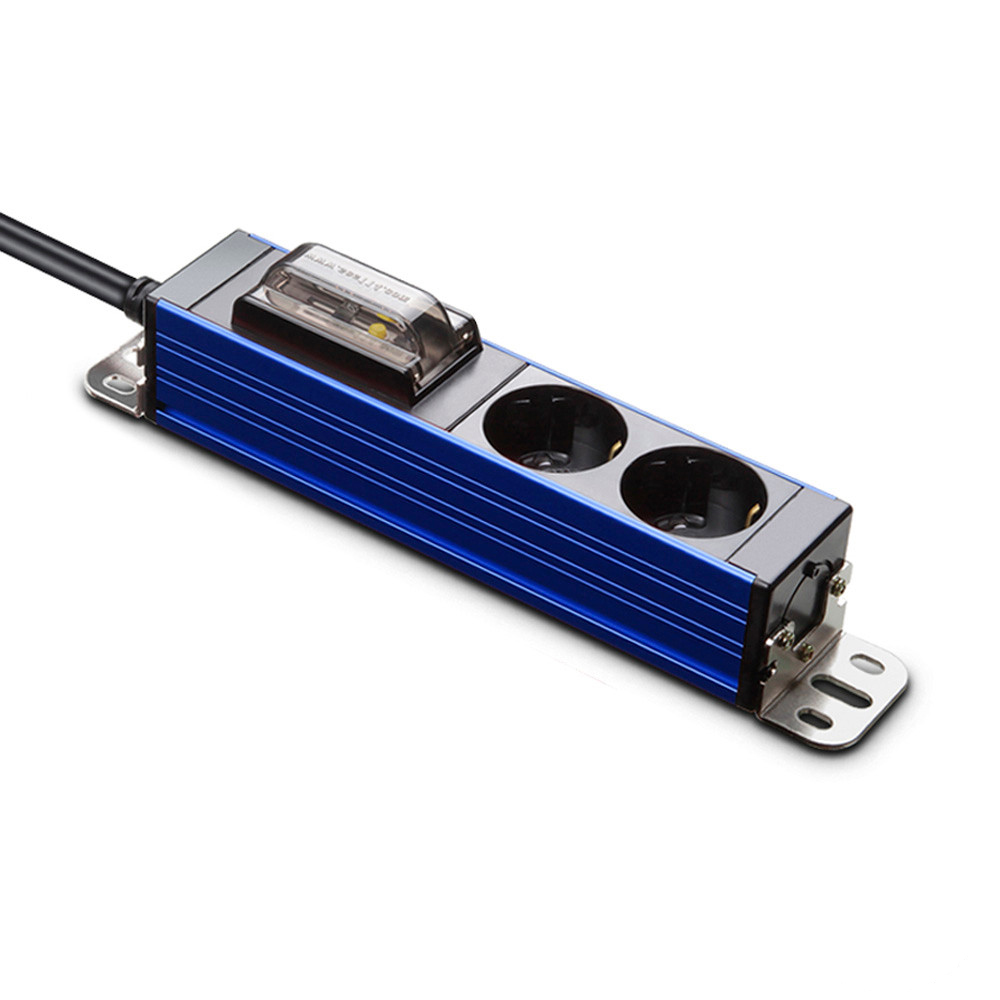 현대일렉트릭 멀티탭 서버탭 알루미늄 고용량 누전차단 멀티코드 콘센트 2구 3M (블루)