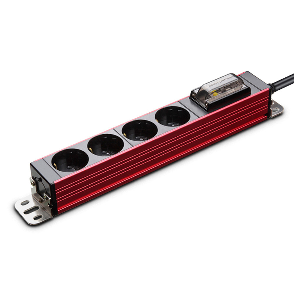 현대일렉트릭 멀티탭 서버탭 알루미늄 고용량 누전차단 멀티코드 콘센트 4구 1.5M (레드)