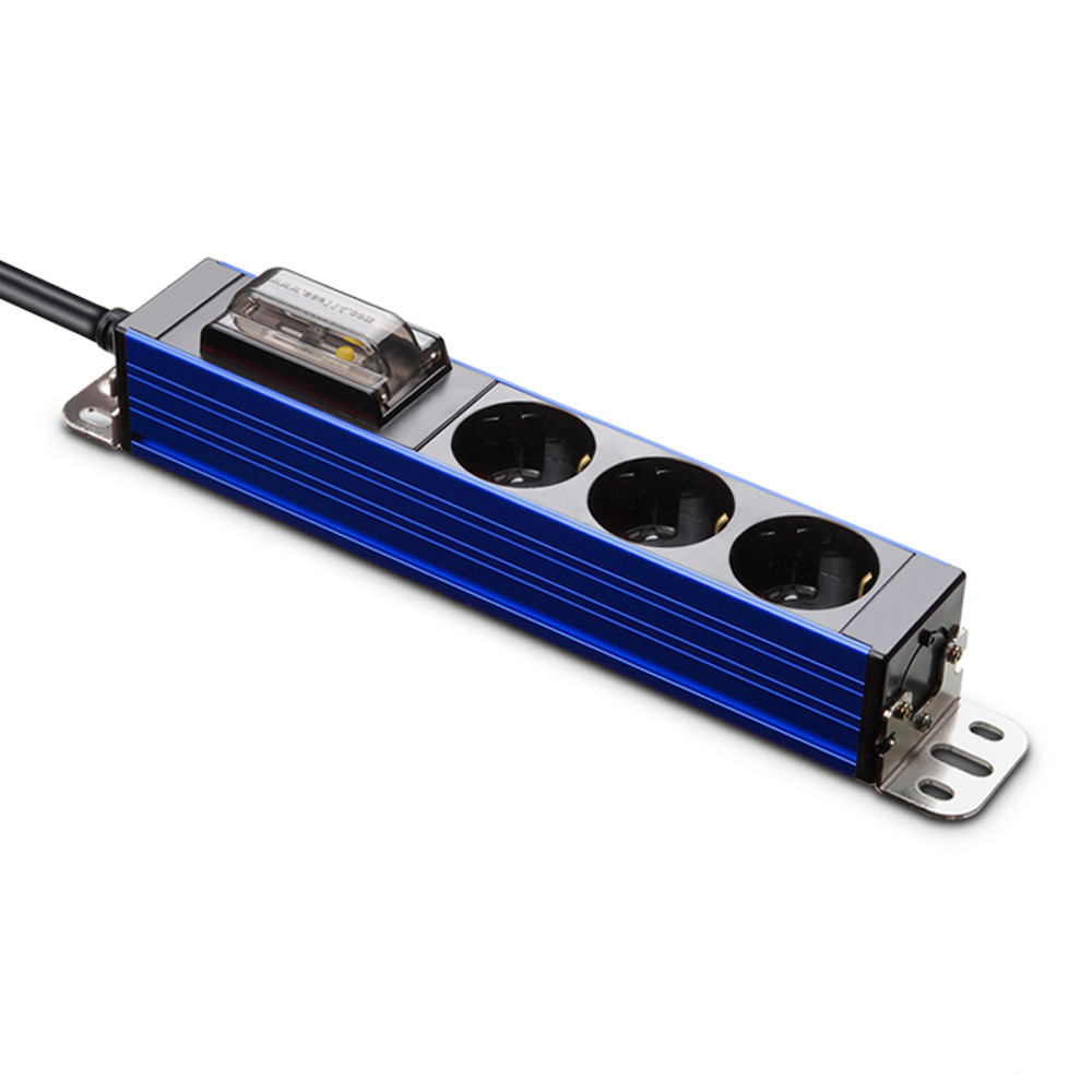 현대일렉트릭 멀티탭 서버탭 알루미늄 고용량 누전차단 멀티코드 콘센트 3구 3M (블루)