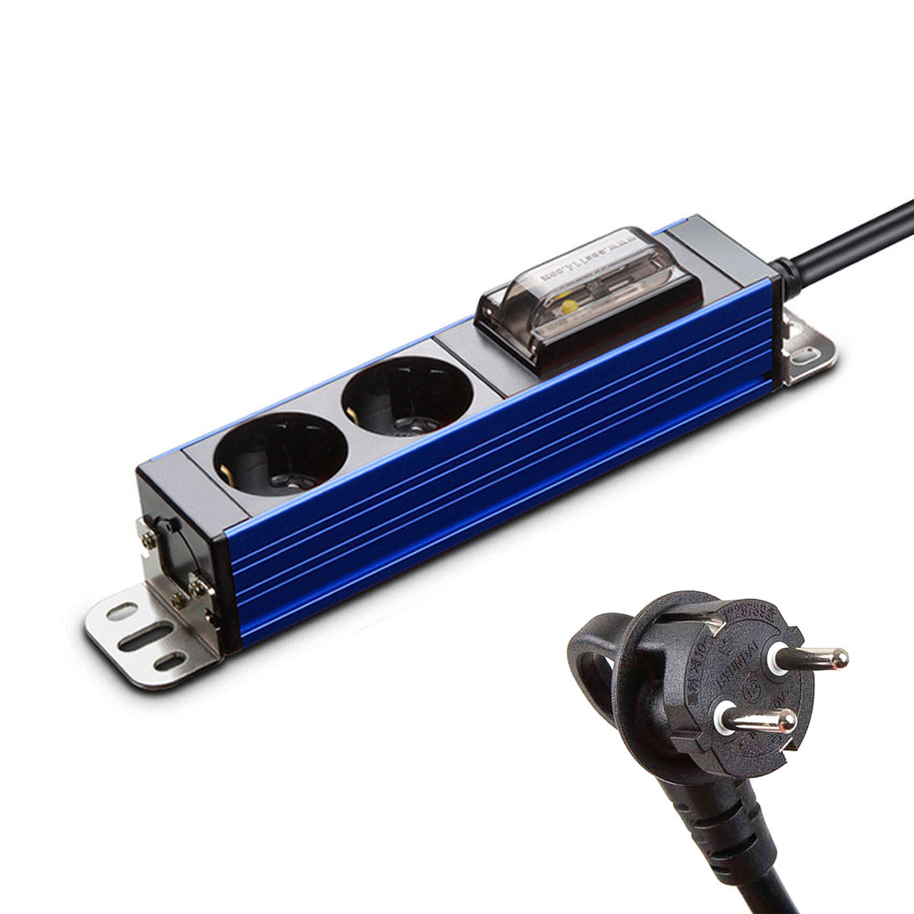 현대일렉트릭 멀티탭 서버탭 알루미늄 고용량 누전차단 멀티코드 콘센트 2구 5M (블루)