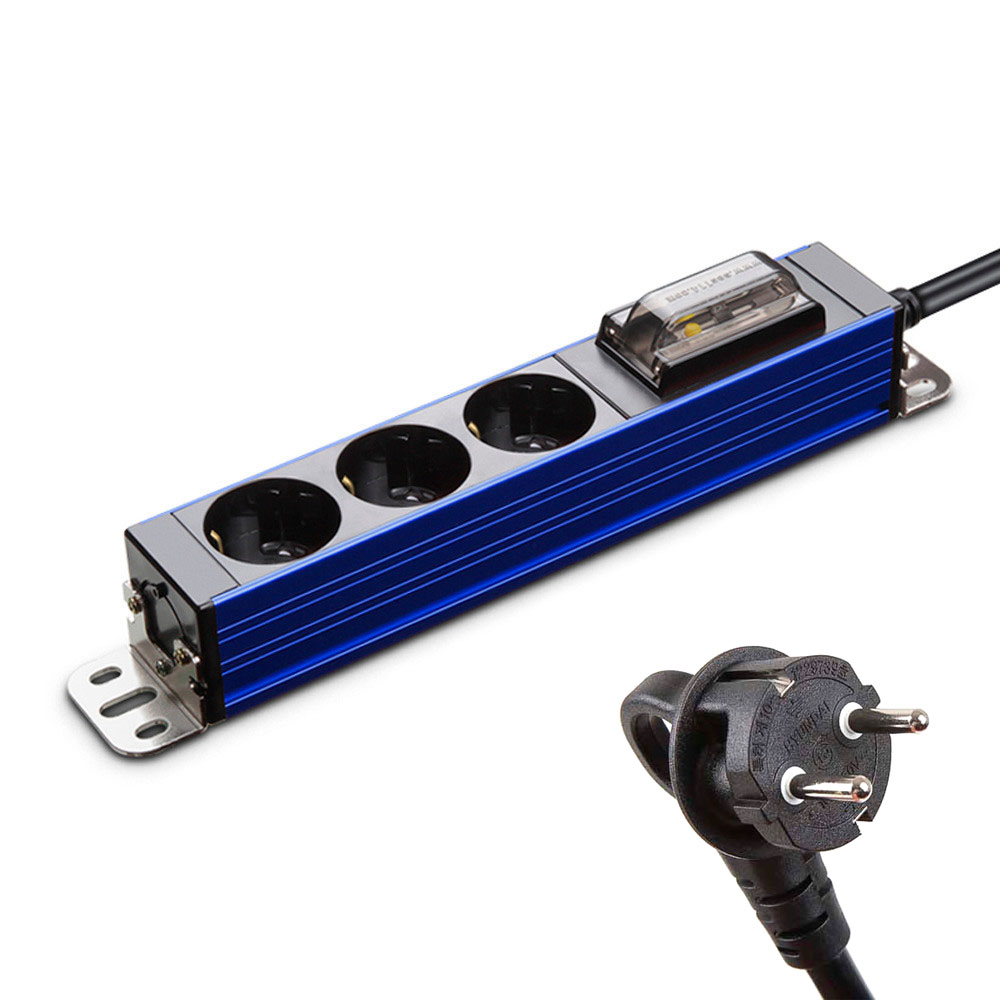 현대일렉트릭 멀티탭 서버탭 알루미늄 고용량 누전차단 멀티코드 콘센트 3구 5M (블루)