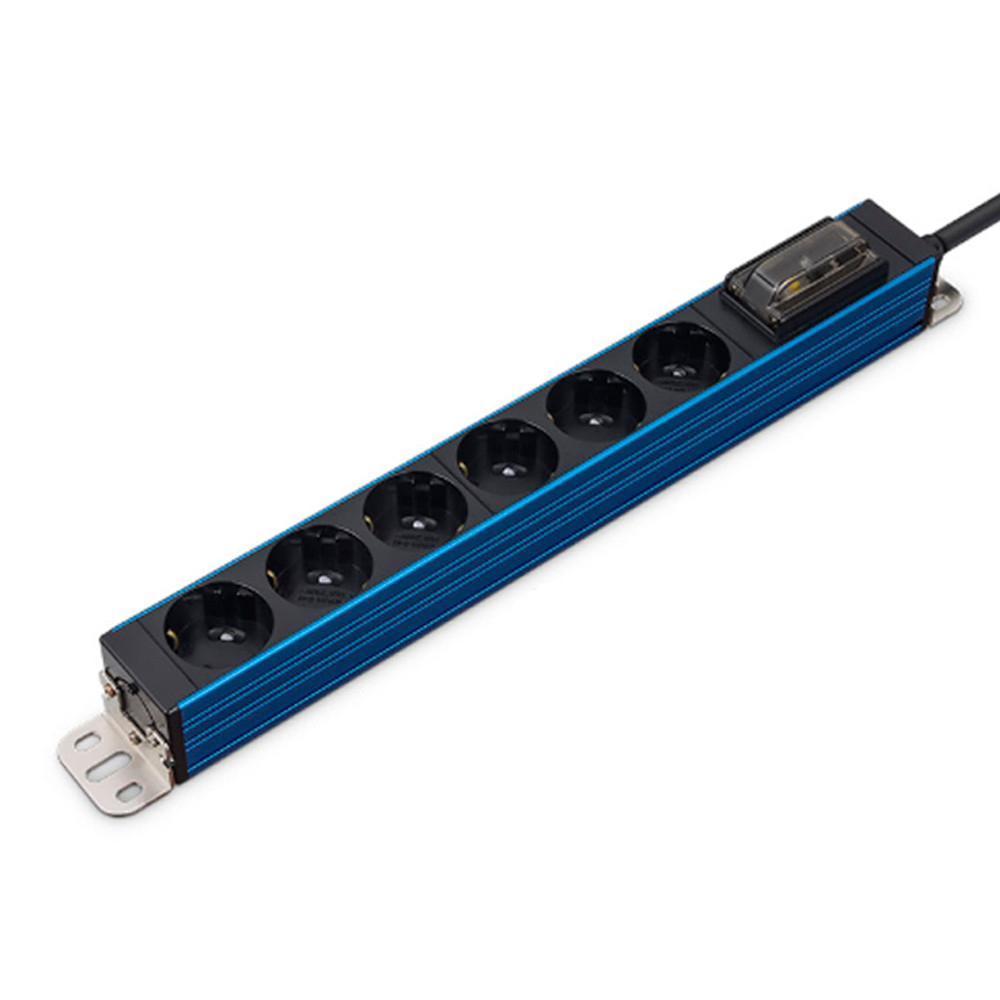 현대일렉트릭 멀티탭 서버탭 알루미늄 고용량 누전차단 멀티코드 콘센트 6구 1.5M (블루)