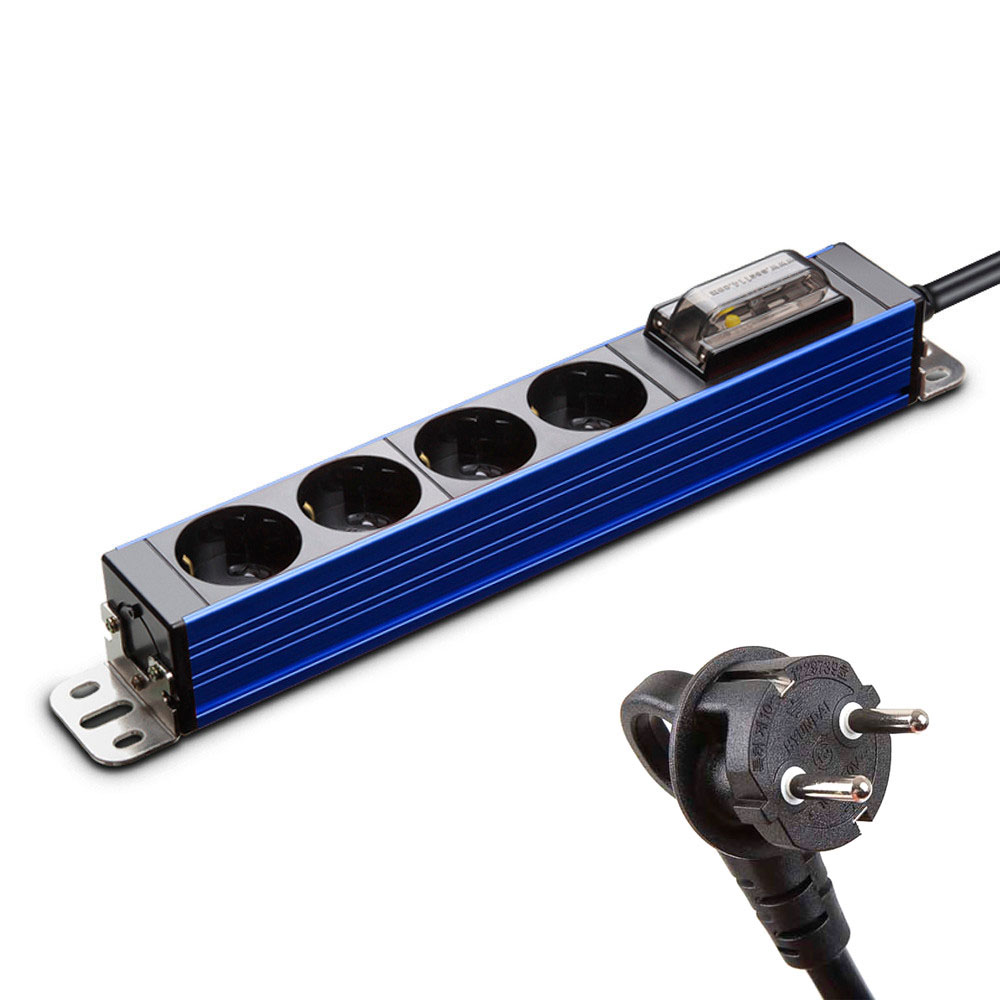 현대일렉트릭 멀티탭 서버탭 알루미늄 고용량 누전차단 멀티코드 콘센트 4구 5M (블루)