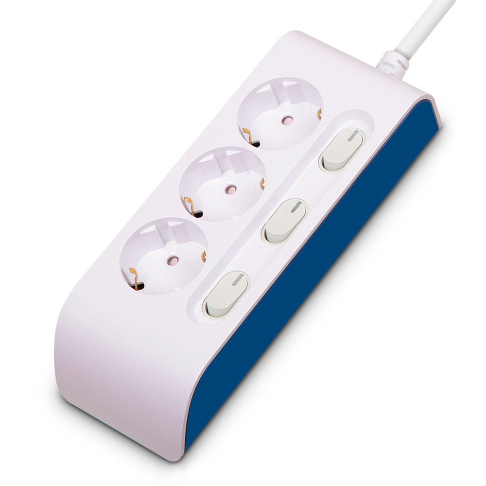 현대일렉트릭 멀티탭 선이 굵어 안전한 하이탭 멀티코드 콘센트 개별 전원 스위치 3구 3M (16A)