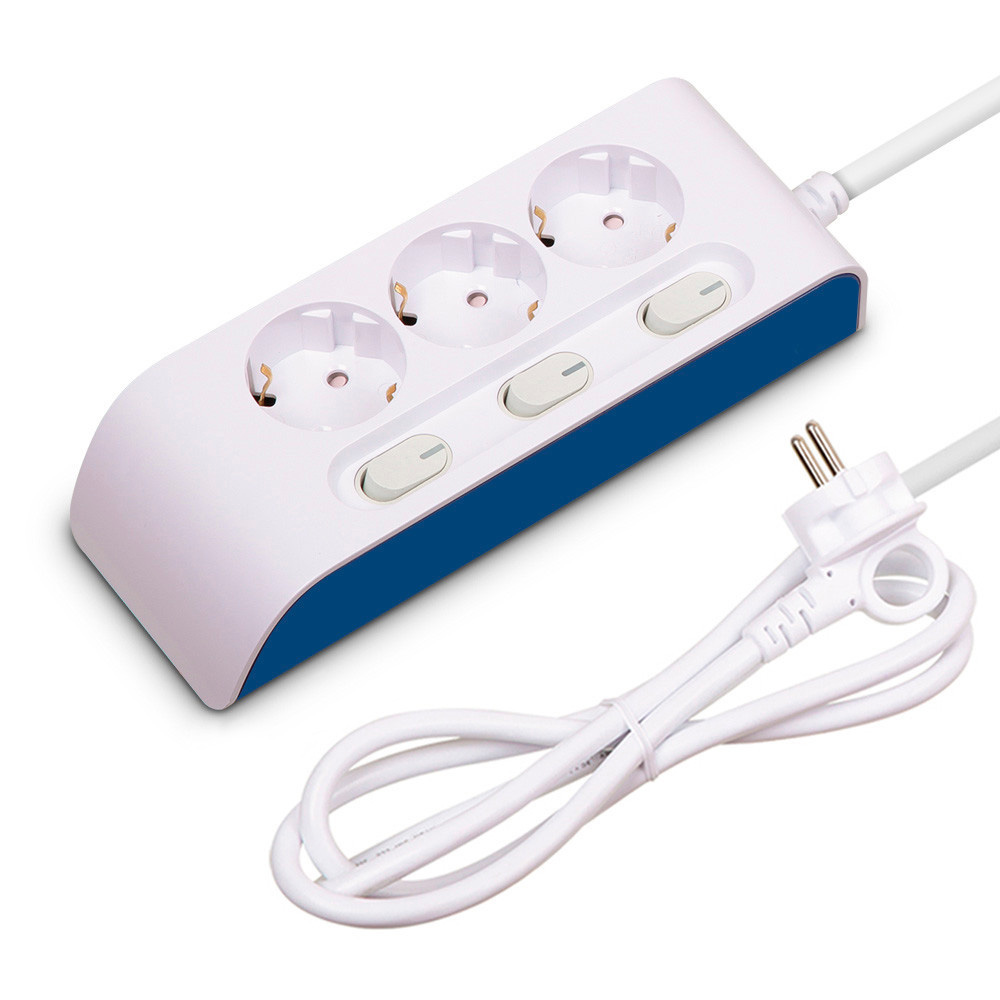 현대일렉트릭 멀티탭 선이 굵어 안전한 하이탭 멀티코드 콘센트 개별 전원 스위치 3구 5M (16A)