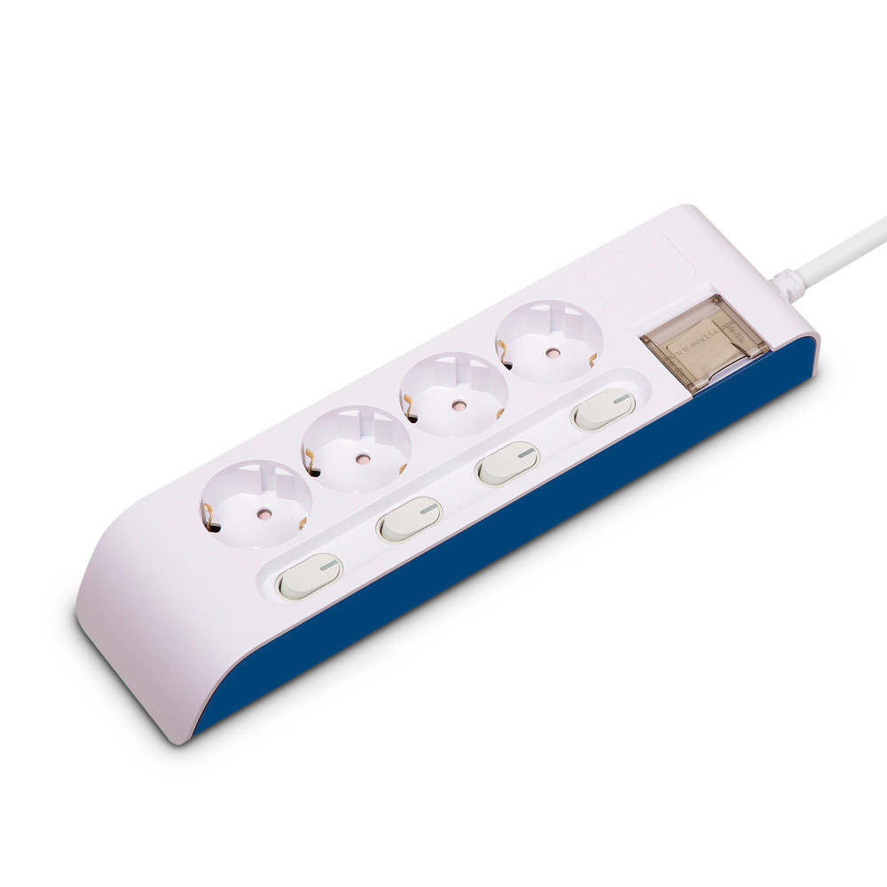 현대일렉트릭 멀티탭 선이 굵어 안전한 하이탭 멀티코드 콘센트 개별 전원 스위치 4구 1.5M (16A)