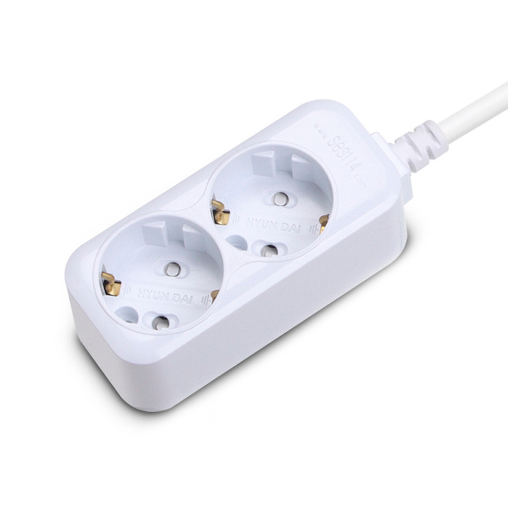 현대일렉트릭 멀티탭 일반 접지 멀티코드 콘센트 2구 1.5M (10A)
