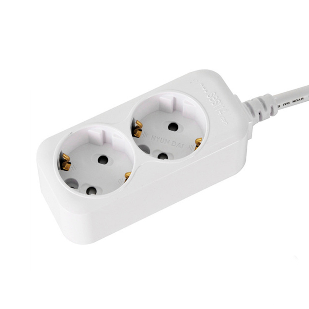 현대일렉트릭 멀티탭 일반 접지 멀티코드 콘센트 2구 2M (10A)