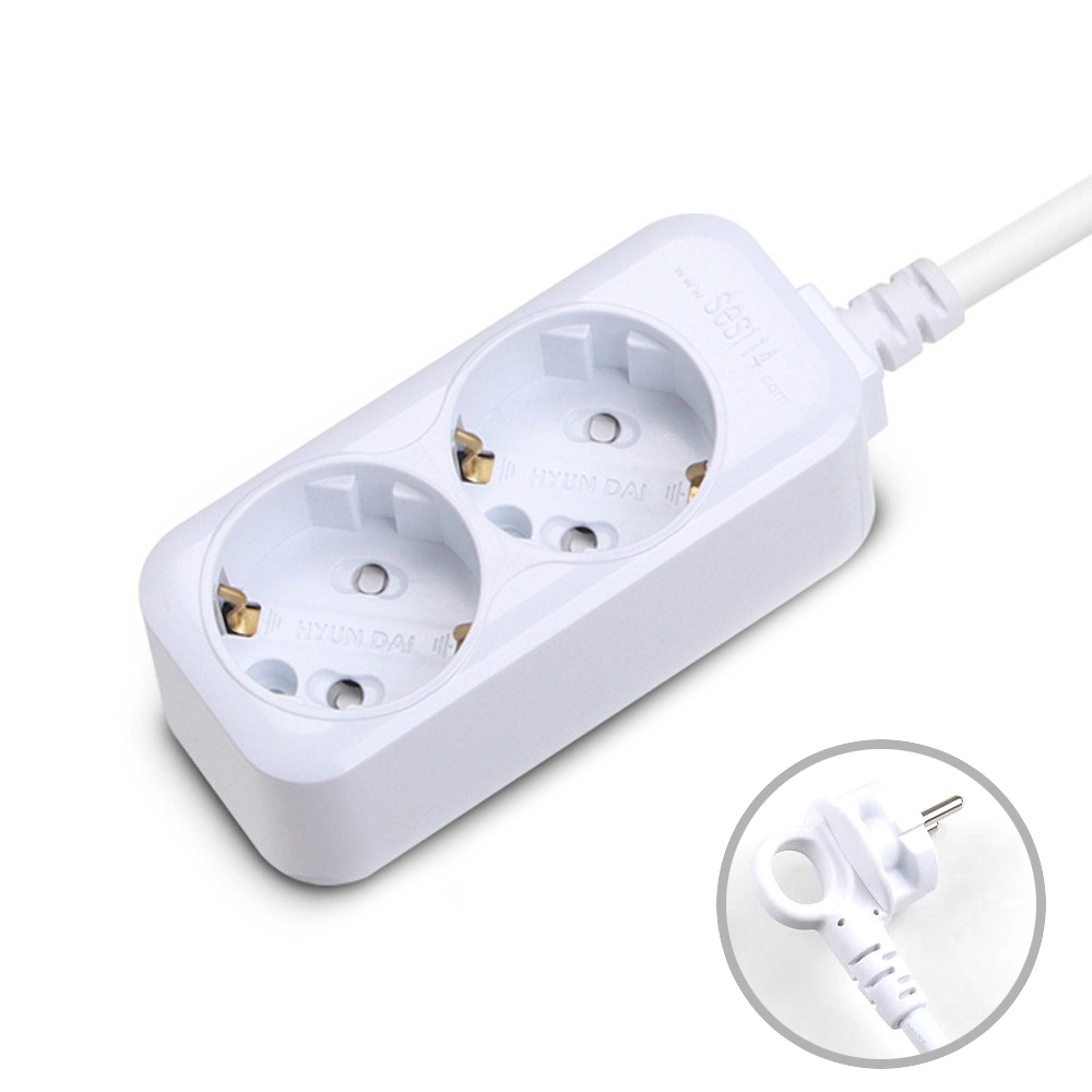 현대일렉트릭 멀티탭 일반 접지 멀티코드 콘센트 2구 1.5M (16A)