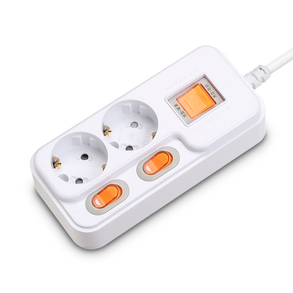 현대일렉트릭 멀티탭 메인 개별 이중 전원 스위치 과부하차단 멀티코드 콘센트 2구 1.5M (16A)