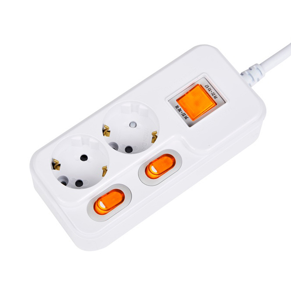 현대일렉트릭 멀티탭 메인 개별 이중 전원 스위치 과부하차단 멀티코드 콘센트 2구 3M (16A)