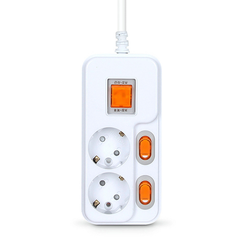 현대일렉트릭 멀티탭 메인 개별 이중 전원 스위치 과부하차단 멀티코드 콘센트 2구 5M (16A)