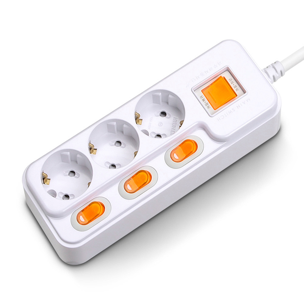 현대일렉트릭 멀티탭 메인 개별 이중 전원 스위치 과부하차단 멀티코드 콘센트 3구 1.5M (16A)